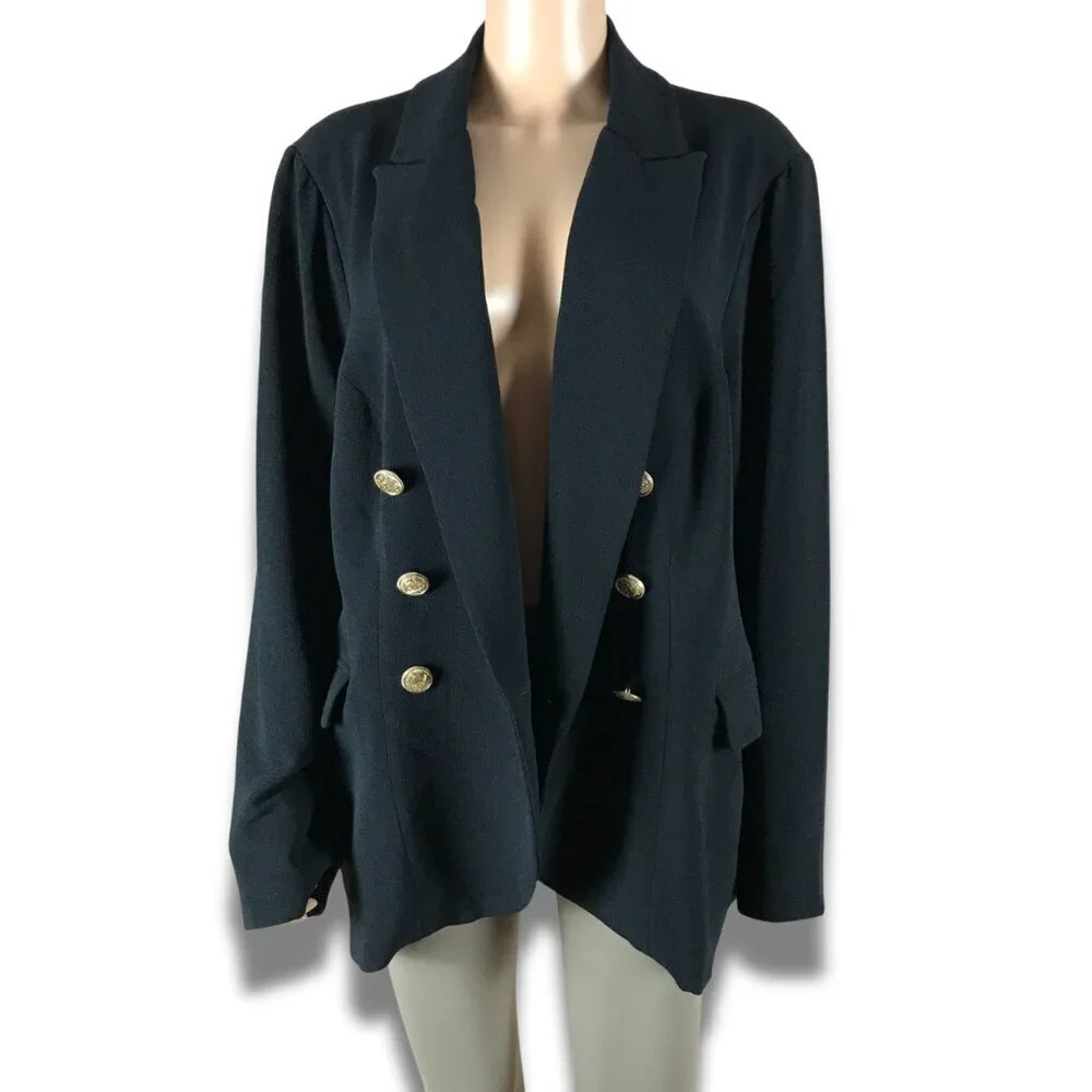 Estelle Plus Size Black Double-Breasted Blazer 2X/20W